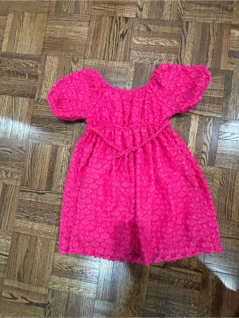 Speechless Hot Pink Puff Sleeve Textured Dress